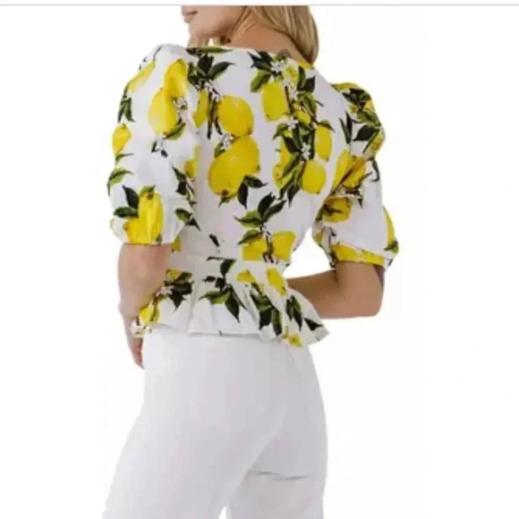 English Factory lemon printed peplum top size XS - Picture 2 of 5